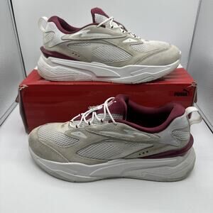 PUMA X TMC RS-FAST Athletic Sneaker Adults Size 9 White/Maroon Mesh Lace Up